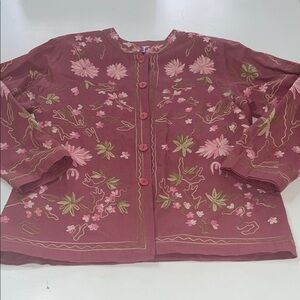 Vintage BFA Classics grandma core embroidered blazer shirt medium petite